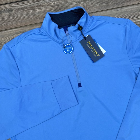 Polo Golf Men's Ralph Lauren Performance Quarter Zip Pullover Size Medium Blue - Picture 1 of 9